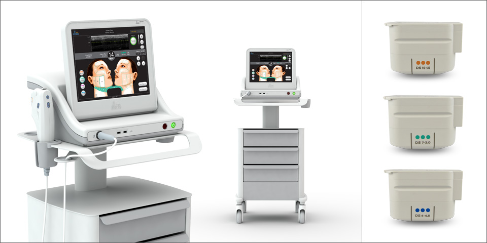 The Ulthera System has 4 components: control unit, handpiece, cart & transducers The Ulthera System has 4 components: control unit, handpiece, cart & transducers